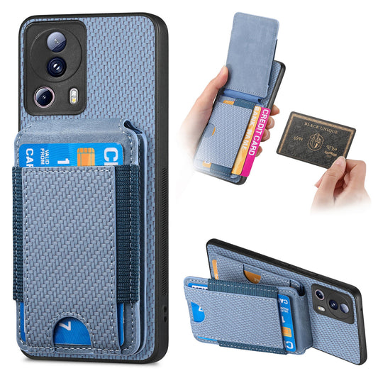 Xiaomi Civi 2 Vertical Flip Wallet Stand Phone Case with Carbon Fibre Pattern