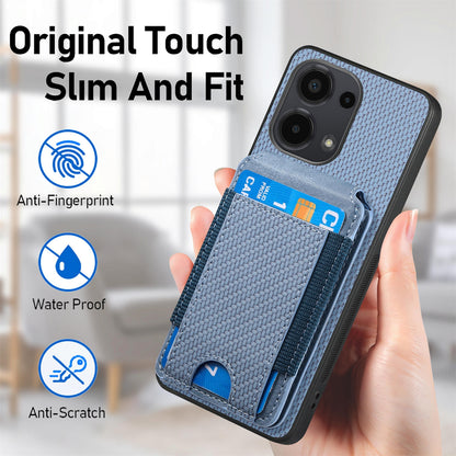 Xiaomi Poco M5S 4G Vertical Flip Wallet Stand Phone Case with Carbon Fibre Pattern