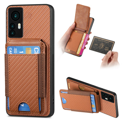 For Xiaomi 12 Lite Vertical Flip Wallet Stand Phone Case with Carbon Fibre Pattern