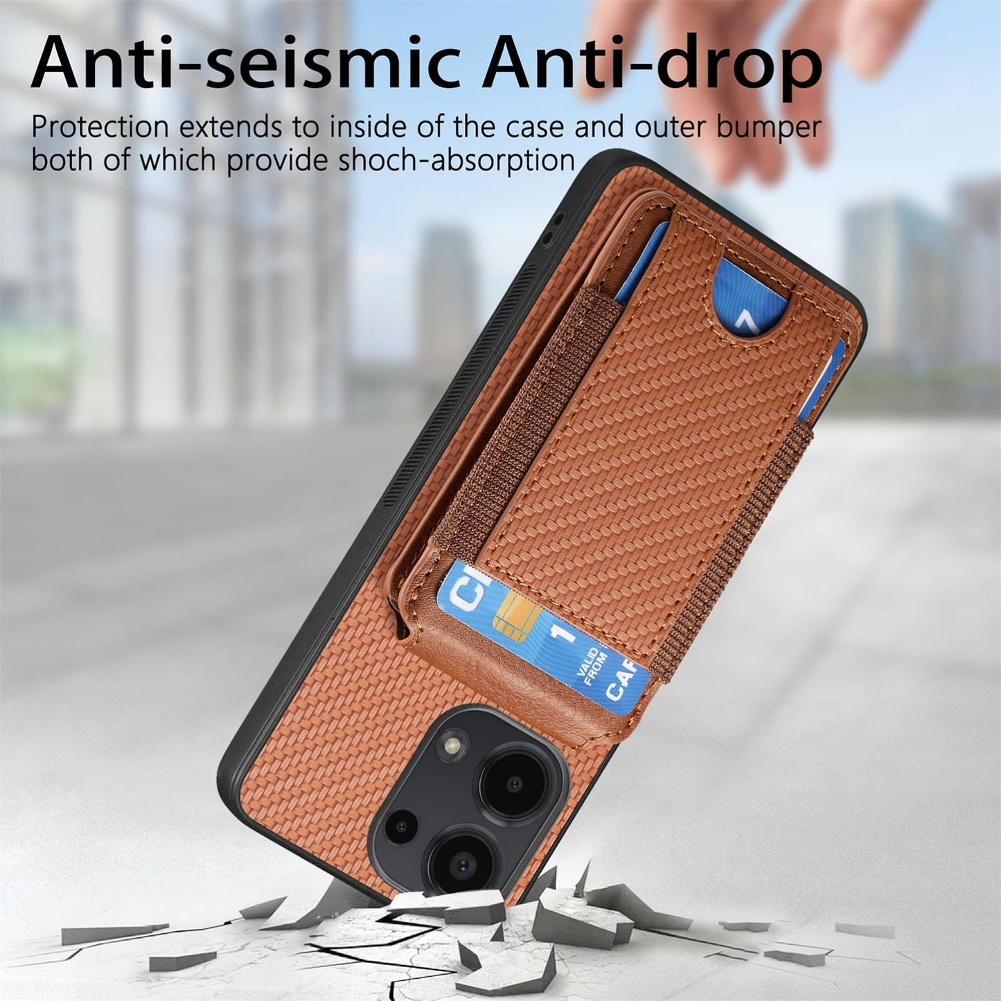 Xiaomi Redmi 10C Vertical Flip Wallet Stand Phone Case with Carbon Fibre Pattern