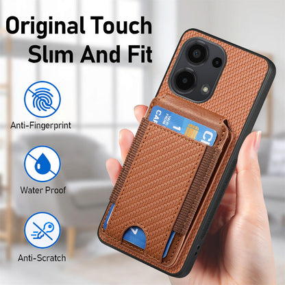 Xiaomi Redmi 10 Vertical Flip Wallet Stand Phone Case with Carbon Fibre Pattern