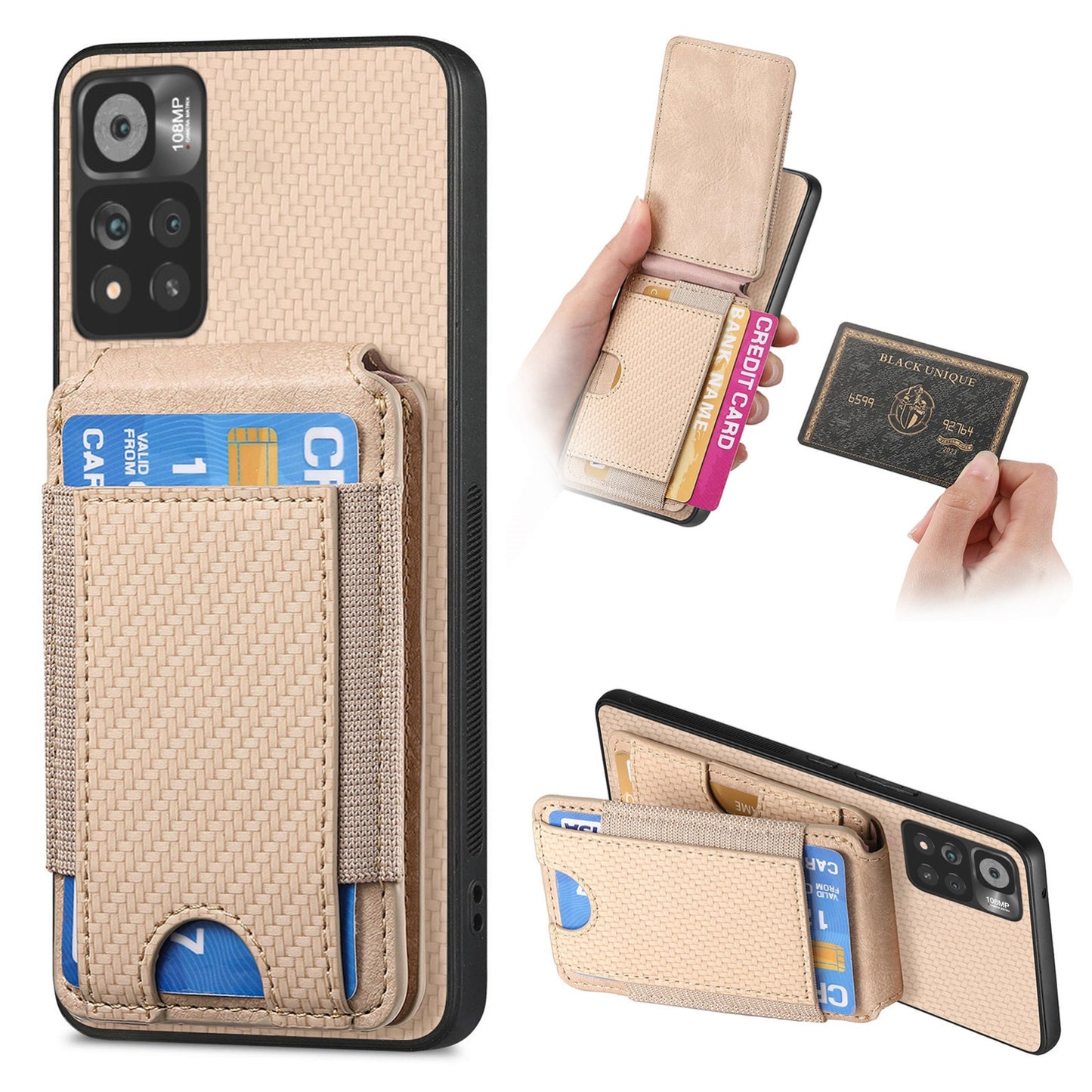 Xiaomi Redmi 10 Vertical Flip Wallet Stand Phone Case with Carbon Fibre Pattern