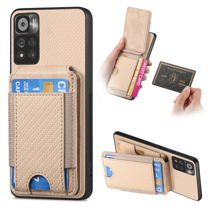 Xiaomi Redmi 10 Vertical Flip Wallet Stand Phone Case with Carbon Fibre Pattern