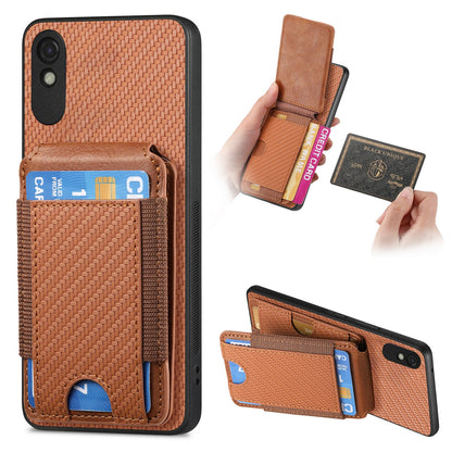 Xiaomi Redmi 9A Vertical Flip Wallet Stand Phone Case with Carbon Fibre Pattern