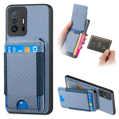 Xiaomi Mi 11T/11T Pro Vertical Flip Wallet Stand Phone Case with Carbon Fibre Pattern