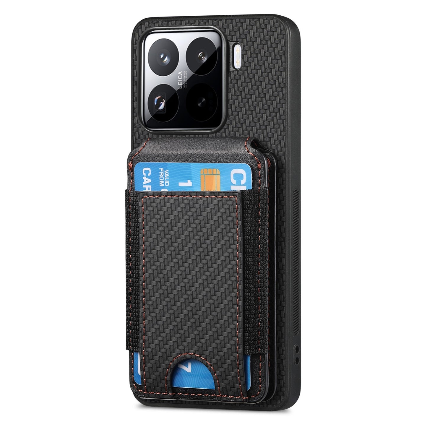 Xiaomi 15 Vertical Flip Wallet Stand Phone Case with Carbon Fibre Pattern
