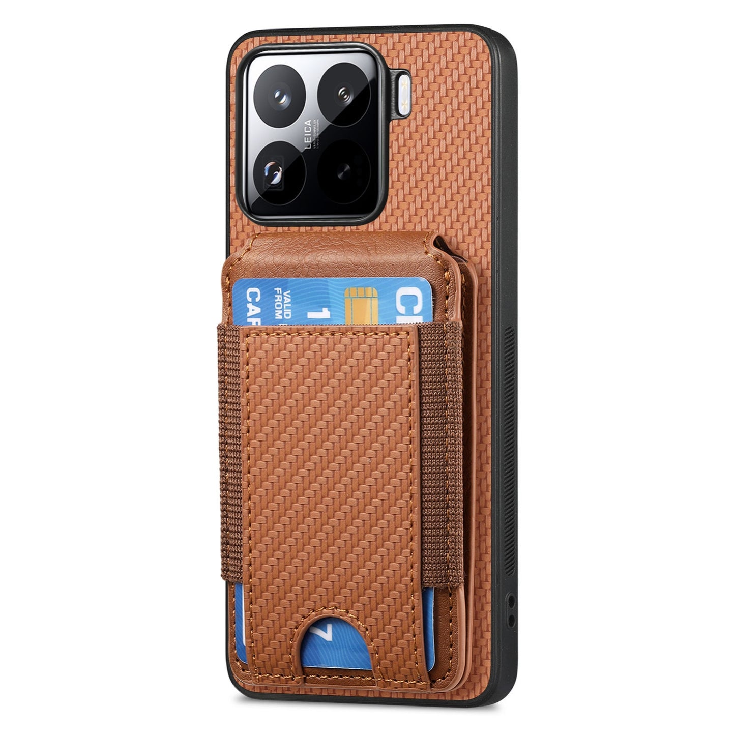 Xiaomi 15 Vertical Flip Wallet Stand Phone Case with Carbon Fibre Pattern