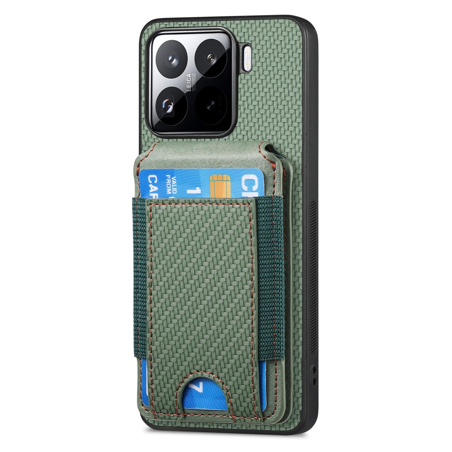 Xiaomi 15 Vertical Flip Wallet Stand Phone Case with Carbon Fibre Pattern