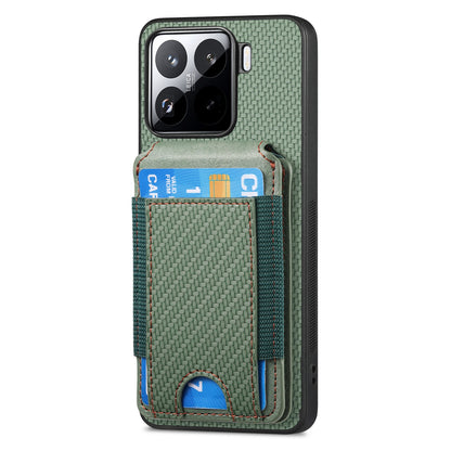 Xiaomi 15 Vertical Flip Wallet Stand Phone Case with Carbon Fibre Pattern