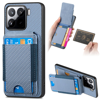 Xiaomi 15 Pro Vertical Flip Wallet Stand Phone Case with Carbon Fibre Pattern