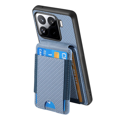 Xiaomi 15 Pro Vertical Flip Wallet Stand Phone Case with Carbon Fibre Pattern
