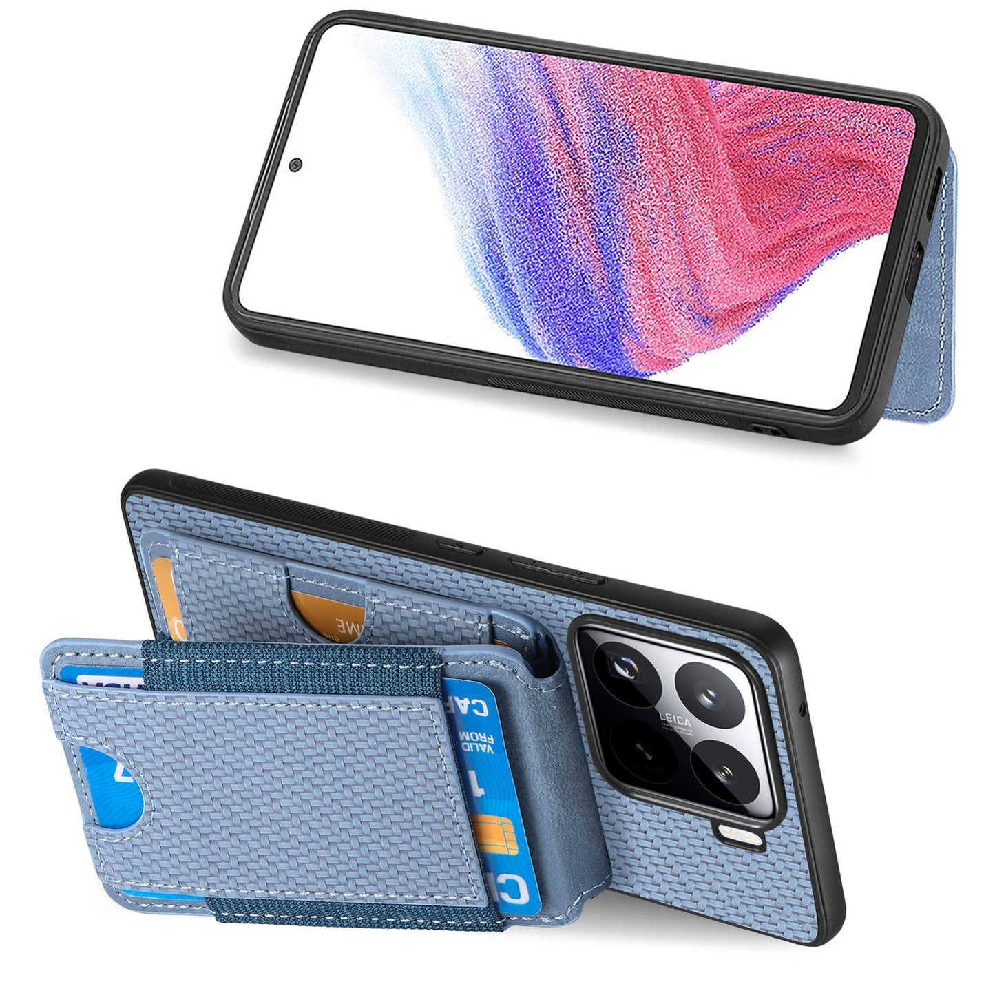 Xiaomi 15 Pro Vertical Flip Wallet Stand Phone Case with Carbon Fibre Pattern
