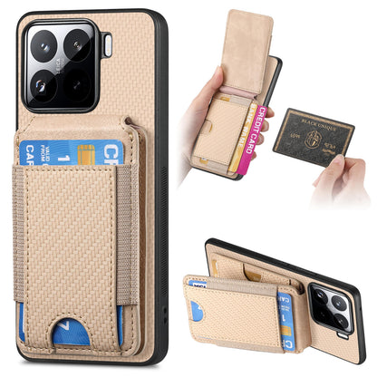 Xiaomi 15 Pro Vertical Flip Wallet Stand Phone Case with Carbon Fibre Pattern