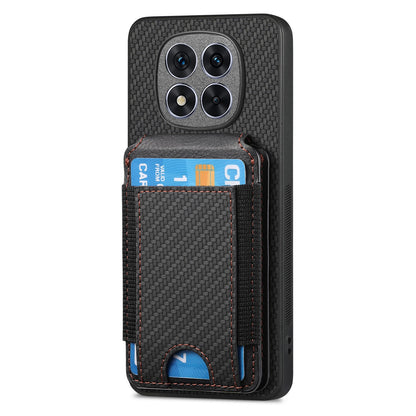Xiaomi Redmi Note 14 Pro 5G Vertical Flip Wallet Stand Phone Case with Carbon Fibre Pattern