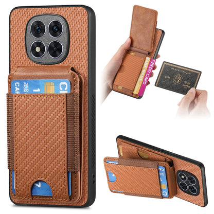 Xiaomi Redmi Note 14 Pro 5G Vertical Flip Wallet Stand Phone Case with Carbon Fibre Pattern