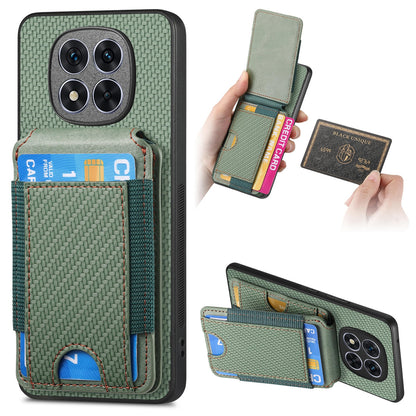 Xiaomi Redmi Note 14 Pro 5G Vertical Flip Wallet Stand Phone Case with Carbon Fibre Pattern