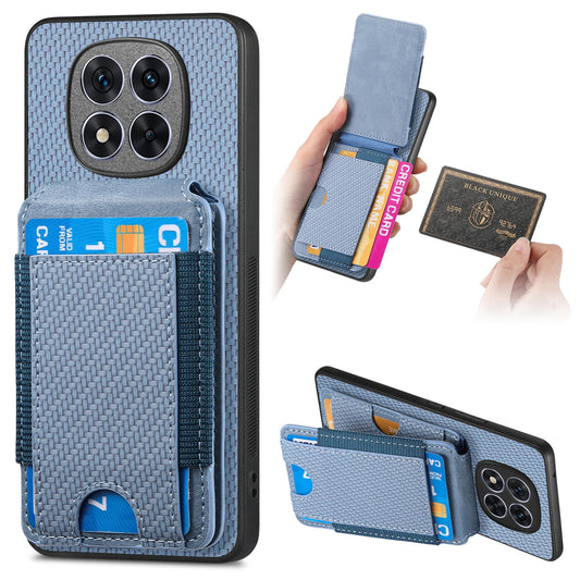 Xiaomi Redmi Note 14 Pro+ 5G Vertical Flip Wallet Stand Phone Case with Carbon Fibre Pattern