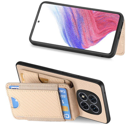 Xiaomi Redmi Note 14 Pro+ 5G Vertical Flip Wallet Stand Phone Case with Carbon Fibre Pattern