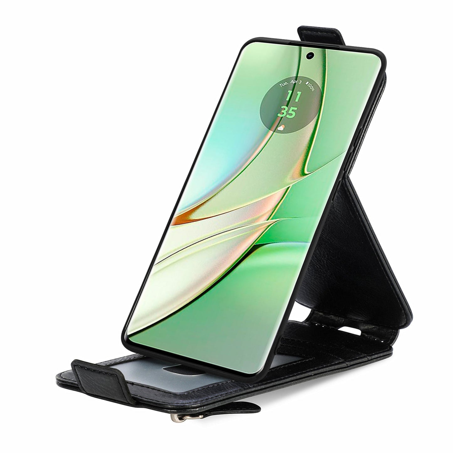 Motorola Moto Edge 40 Zipper Wallet Case - Vertical Flip Leather Phone Cover with Multiple Card Slots and Stand