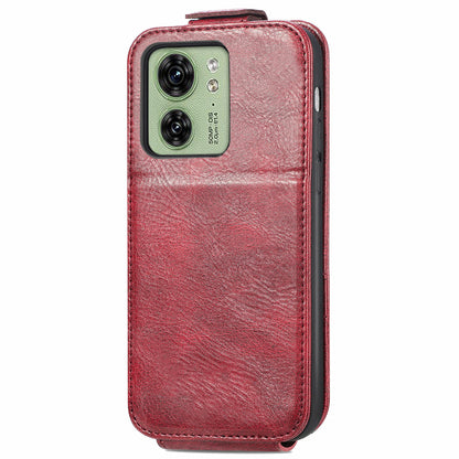 Motorola Moto Edge 40 Zipper Wallet Case - Vertical Flip Leather Phone Cover with Multiple Card Slots and Stand
