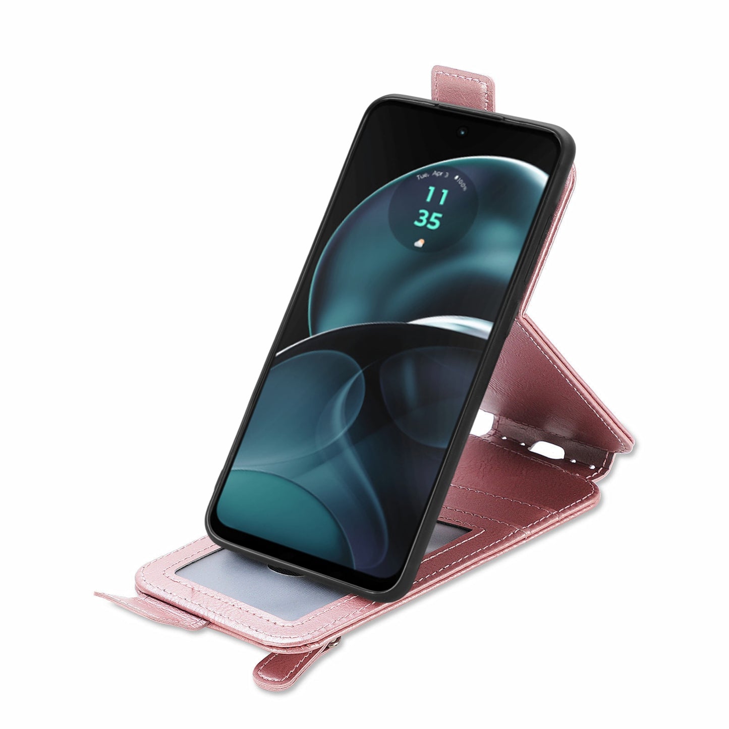 Motorola Moto G14 4G Zipper Wallet Case - Vertical Flip Leather Phone Cover with Multiple Card Slots and Stand