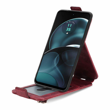 Motorola Moto G14 4G Zipper Wallet Case - Vertical Flip Leather Phone Cover with Multiple Card Slots and Stand