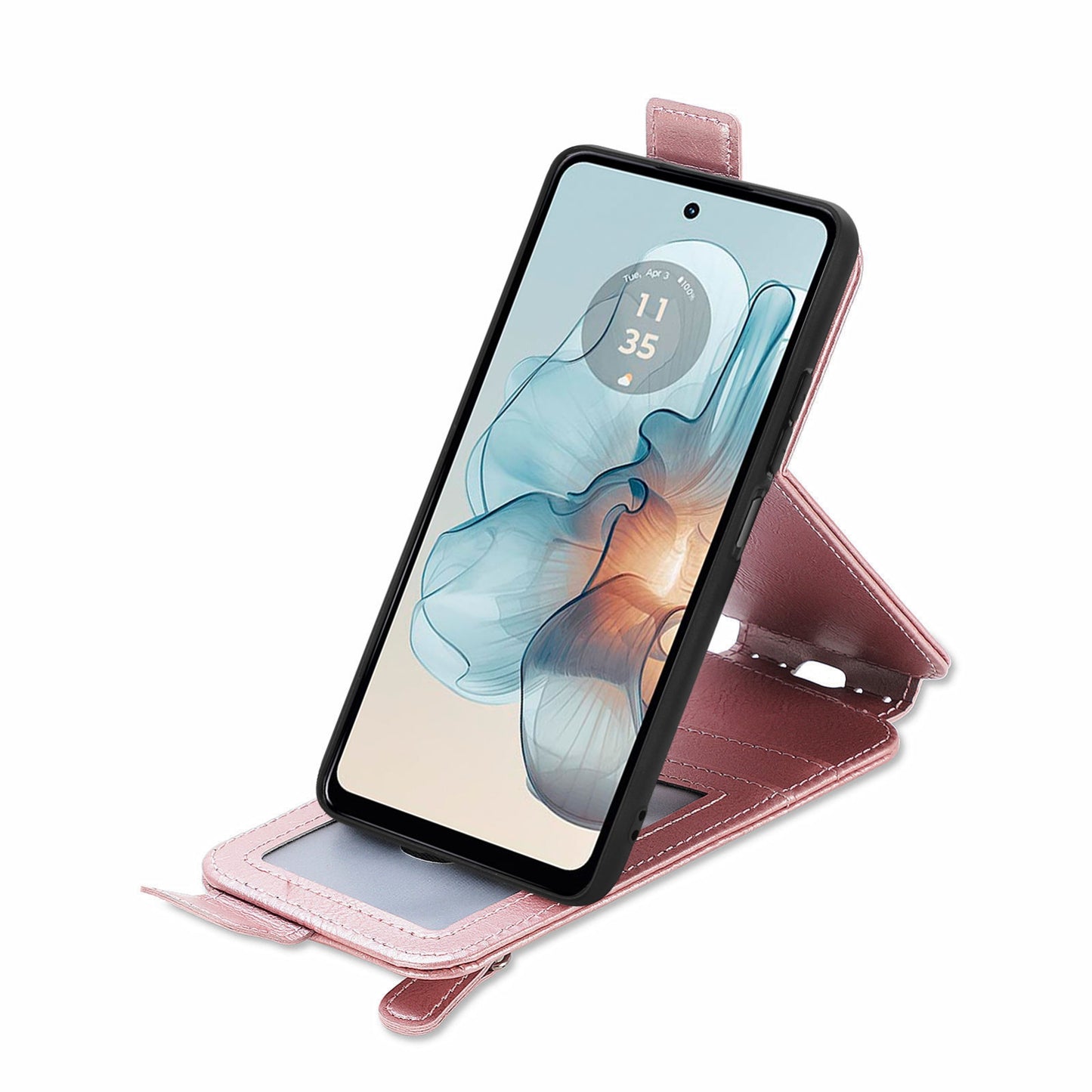 Motorola Moto G24 Power 4G Zipper Wallet Case - Vertical Flip Leather Phone Cover with Multiple Card Slots and Stand