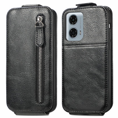 Motorola Moto G24 Power 4G Zipper Wallet Case - Vertical Flip Leather Phone Cover with Multiple Card Slots and Stand