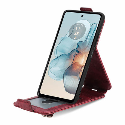 Motorola Moto G24 Power 4G Zipper Wallet Case - Vertical Flip Leather Phone Cover with Multiple Card Slots and Stand