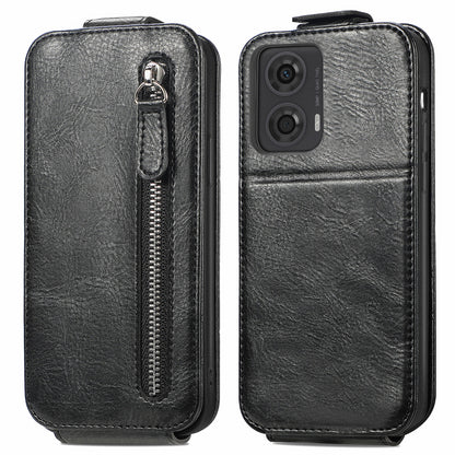 Motorola Moto G34 5G Zipper Wallet Case - Vertical Flip Leather Phone Cover with Multiple Card Slots and Stand