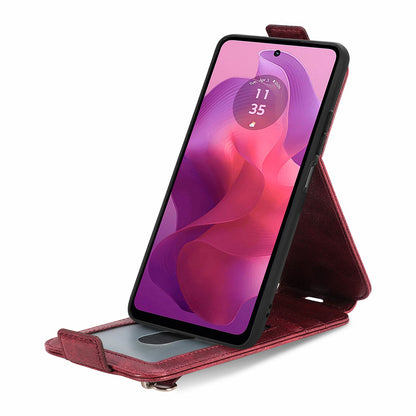 Motorola Moto G34 5G Zipper Wallet Case - Vertical Flip Leather Phone Cover with Multiple Card Slots and Stand