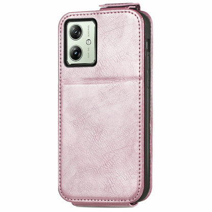 Motorola Moto G54 Zipper Wallet Case - Vertical Flip Leather Phone Cover with Multiple Card Slots and Stand