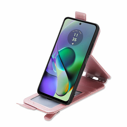 Motorola Moto G54 Zipper Wallet Case - Vertical Flip Leather Phone Cover with Multiple Card Slots and Stand