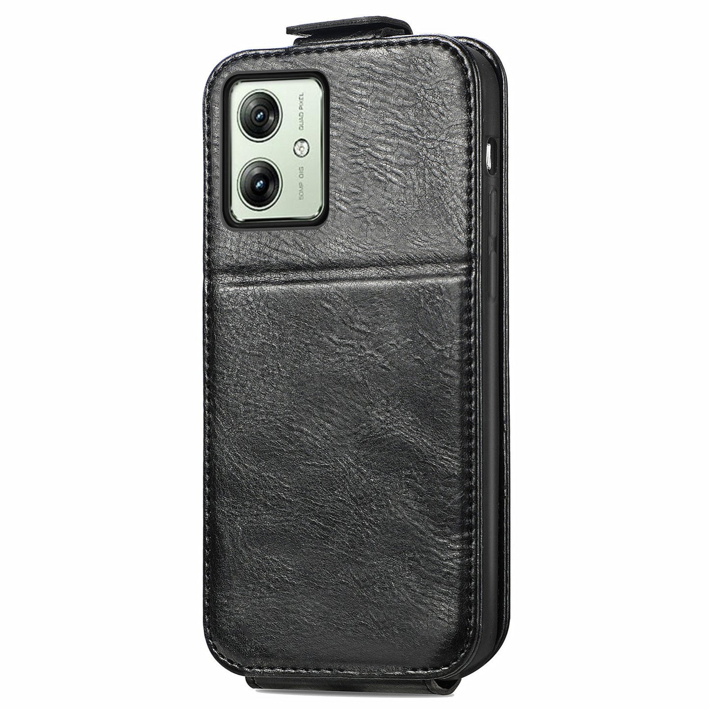 Motorola Moto G54 Zipper Wallet Case - Vertical Flip Leather Phone Cover with Multiple Card Slots and Stand