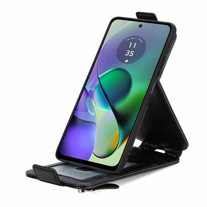 Motorola Moto G54 Zipper Wallet Case - Vertical Flip Leather Phone Cover with Multiple Card Slots and Stand