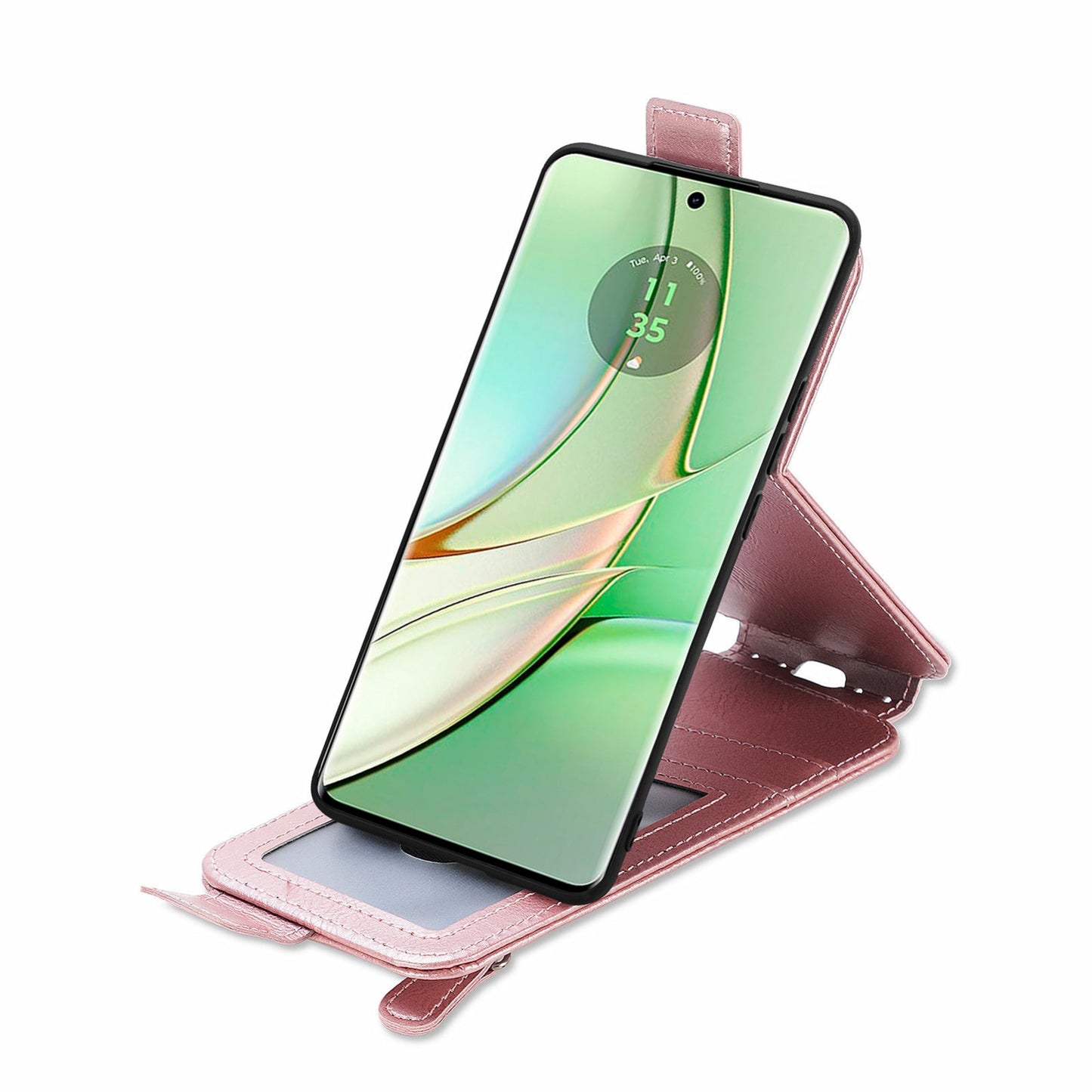 Motorola Edge 2024 Zipper Wallet Case - Vertical Flip Leather Phone Cover with Multiple Card Slots and Stand