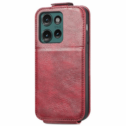 Motorola Edge 2024 Zipper Wallet Case - Vertical Flip Leather Phone Cover with Multiple Card Slots and Stand