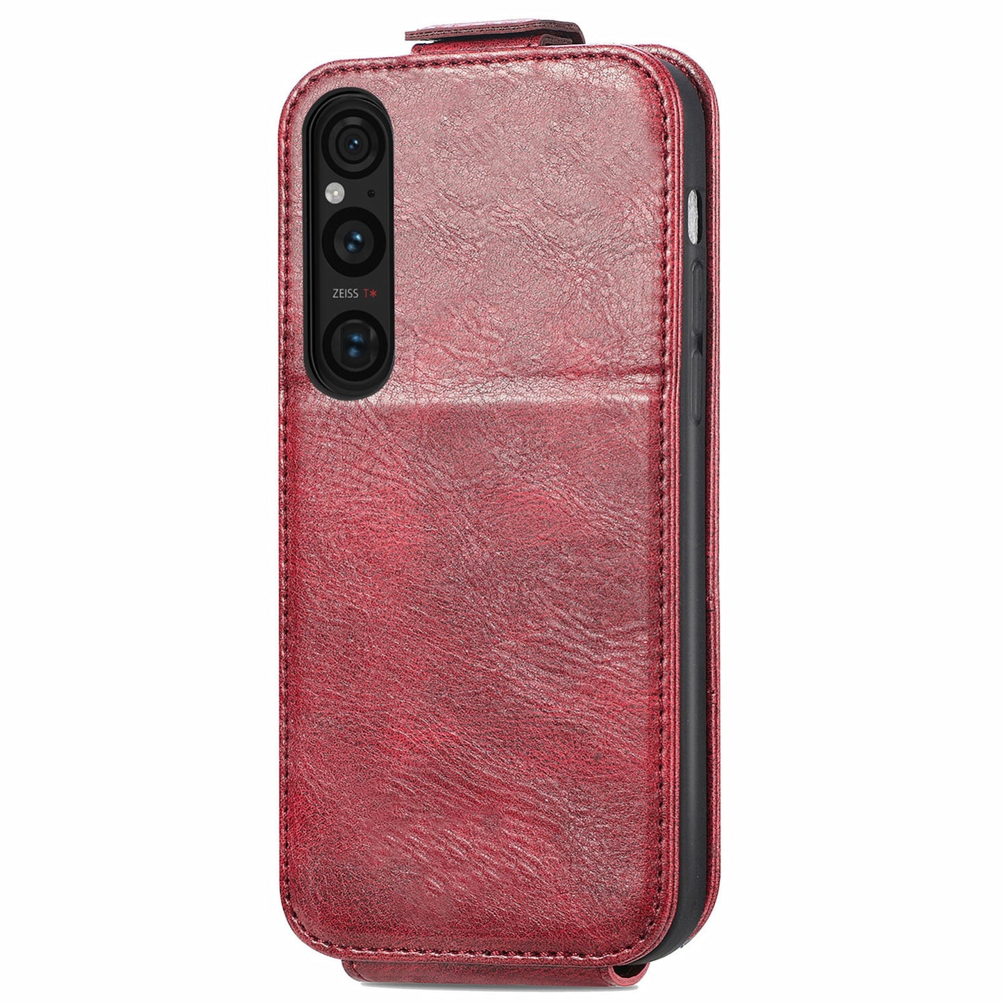 Sony Xperia 1 V Zipper Wallet Case - Vertical Flip Leather Phone Cover with Multiple Card Slots and Stand