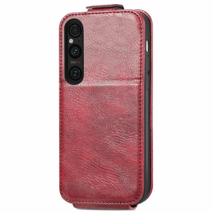 Sony Xperia 1 V Zipper Wallet Case - Vertical Flip Leather Phone Cover with Multiple Card Slots and Stand