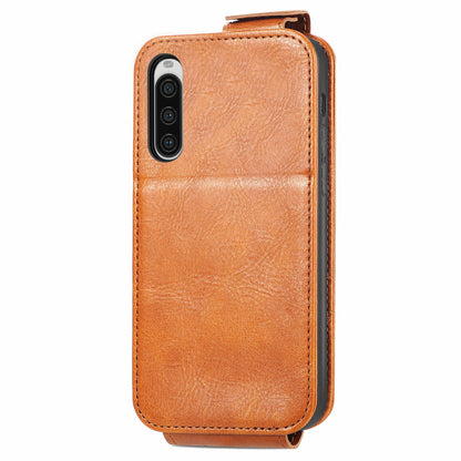 Sony Xperia 10 V Zipper Wallet Case - Vertical Flip Leather Phone Cover with Multiple Card Slots and Stand