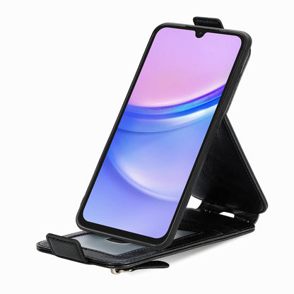Samsung Galaxy A15 Zipper Wallet Case - Vertical Flip Leather Phone Cover with Multiple Card Slots and Stand