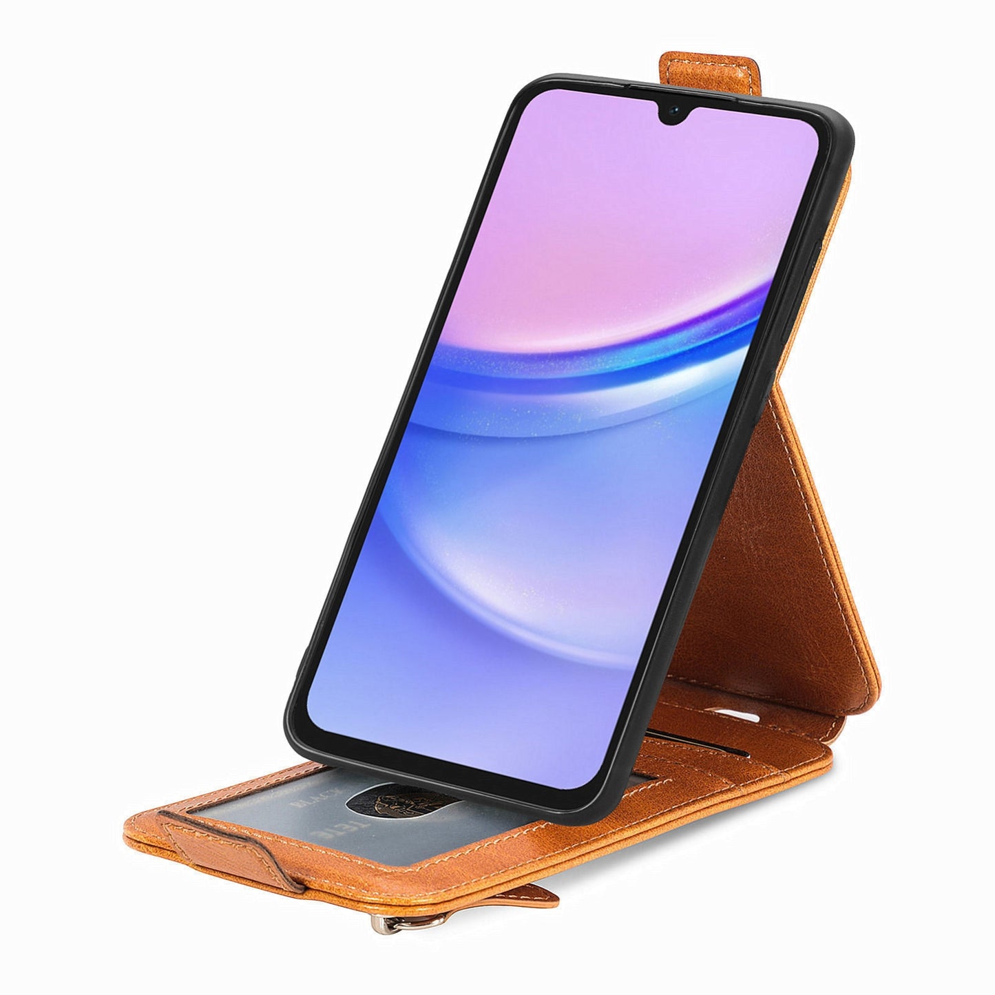 Samsung Galaxy A15 Zipper Wallet Case - Vertical Flip Leather Phone Cover with Multiple Card Slots and Stand