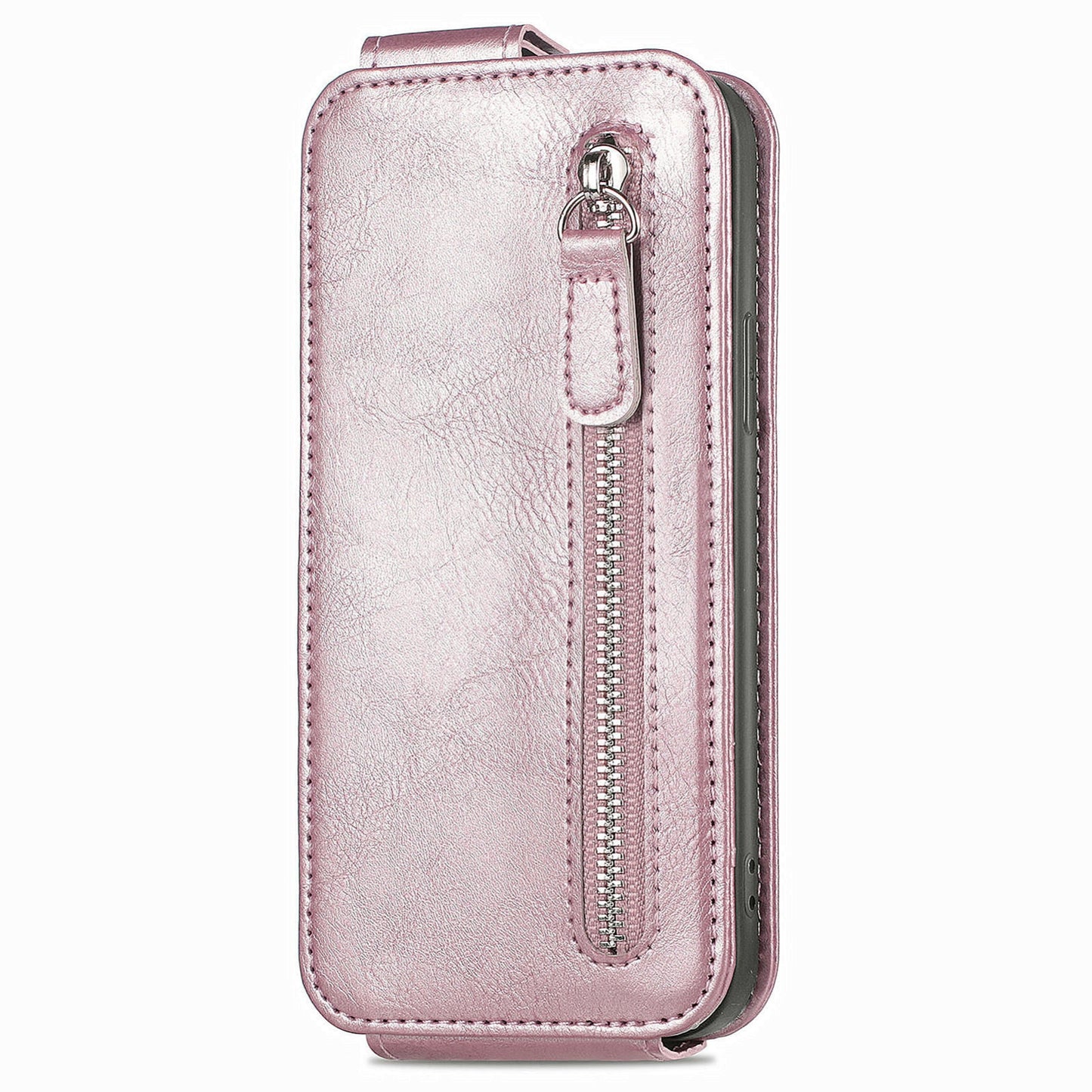 Samsung Galaxy A15 Zipper Wallet Case - Vertical Flip Leather Phone Cover with Multiple Card Slots and Stand