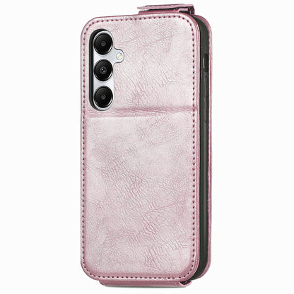 Samsung Galaxy A15 Zipper Wallet Case - Vertical Flip Leather Phone Cover with Multiple Card Slots and Stand