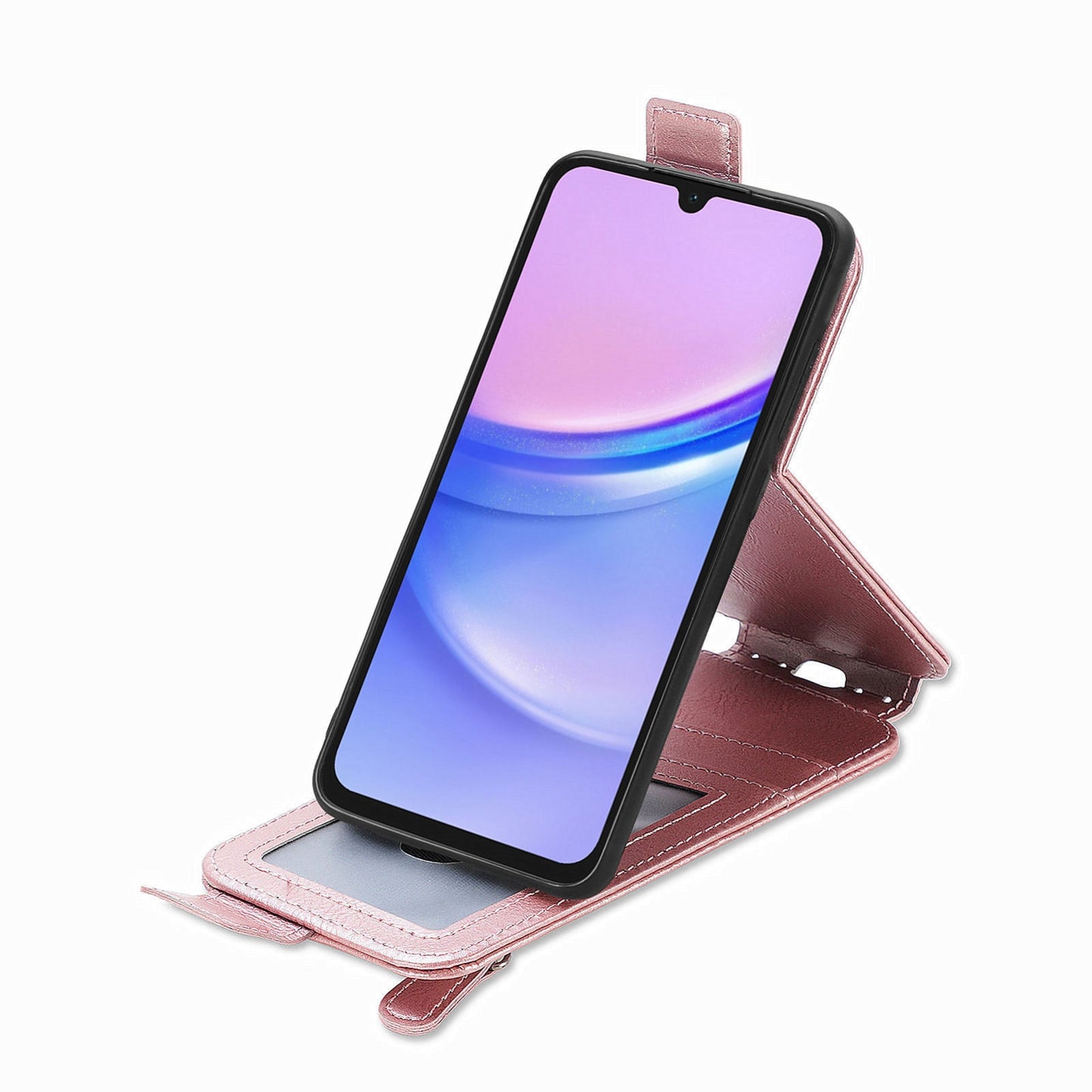 Samsung Galaxy A15 Zipper Wallet Case - Vertical Flip Leather Phone Cover with Multiple Card Slots and Stand