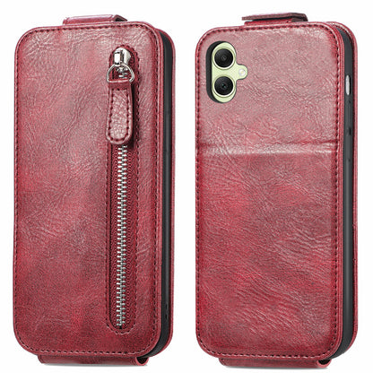 Samsung Galaxy A05 Zipper Wallet Case - Vertical Flip Leather Phone Cover with Multiple Card Slots and Stand