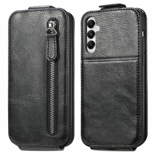 Samsung Galaxy A05s Zipper Wallet Case - Vertical Flip Leather Phone Cover with Multiple Card Slots and Stand
