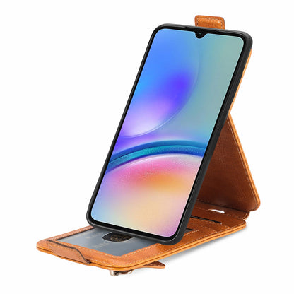 Samsung Galaxy A05s Zipper Wallet Case - Vertical Flip Leather Phone Cover with Multiple Card Slots and Stand