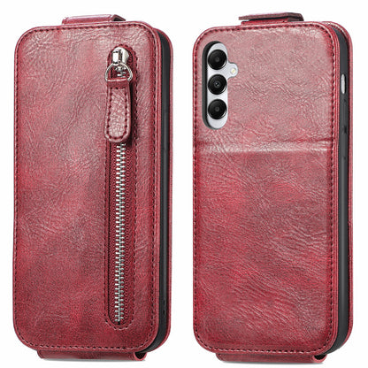 Samsung Galaxy A05s Zipper Wallet Case - Vertical Flip Leather Phone Cover with Multiple Card Slots and Stand