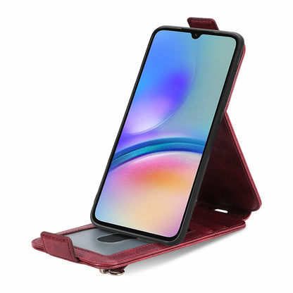 Samsung Galaxy A05s Zipper Wallet Case - Vertical Flip Leather Phone Cover with Multiple Card Slots and Stand